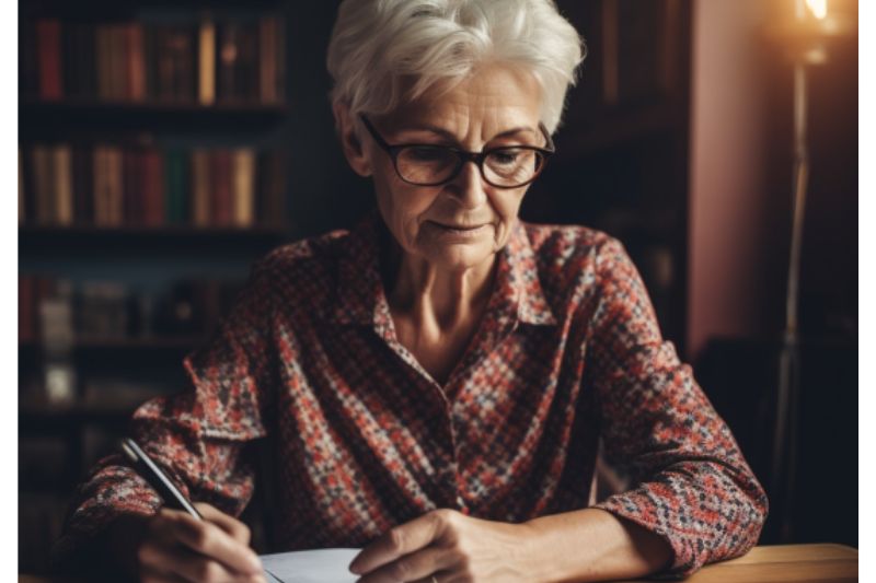 A woman learns about financial aid opportunities for incontinence supplies.