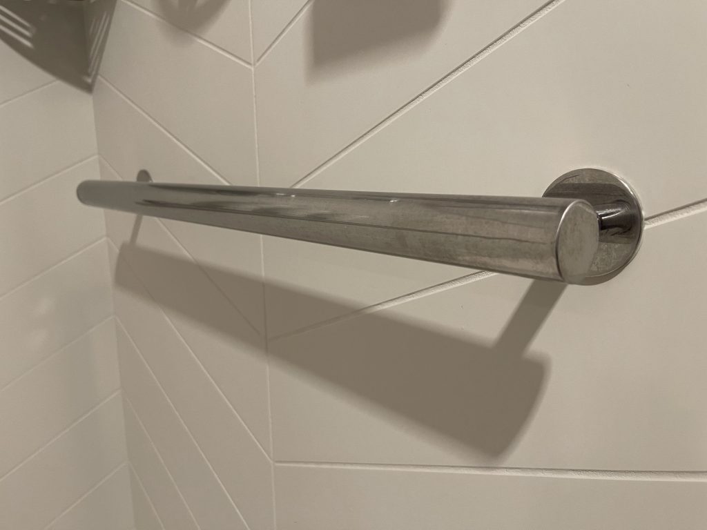 Grab bars in the bathroom help keep older adults safe from falls.
