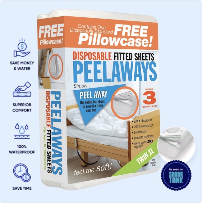 Peelaways disposable bedsheets for male incontinence